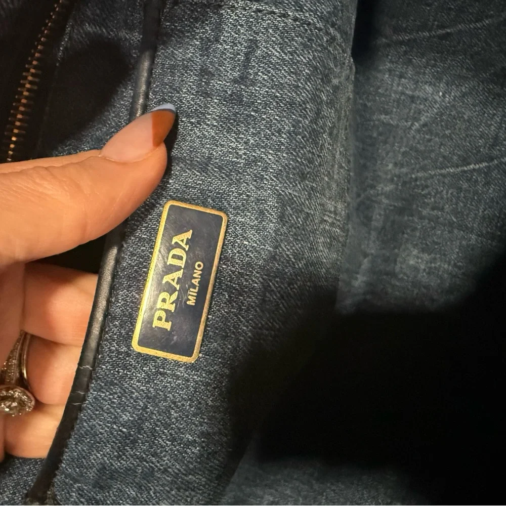 Authentic Prada Denim Canapa Tote Medium | 16” Blue Jean Prada Milano Bag - Picture 13 of 13